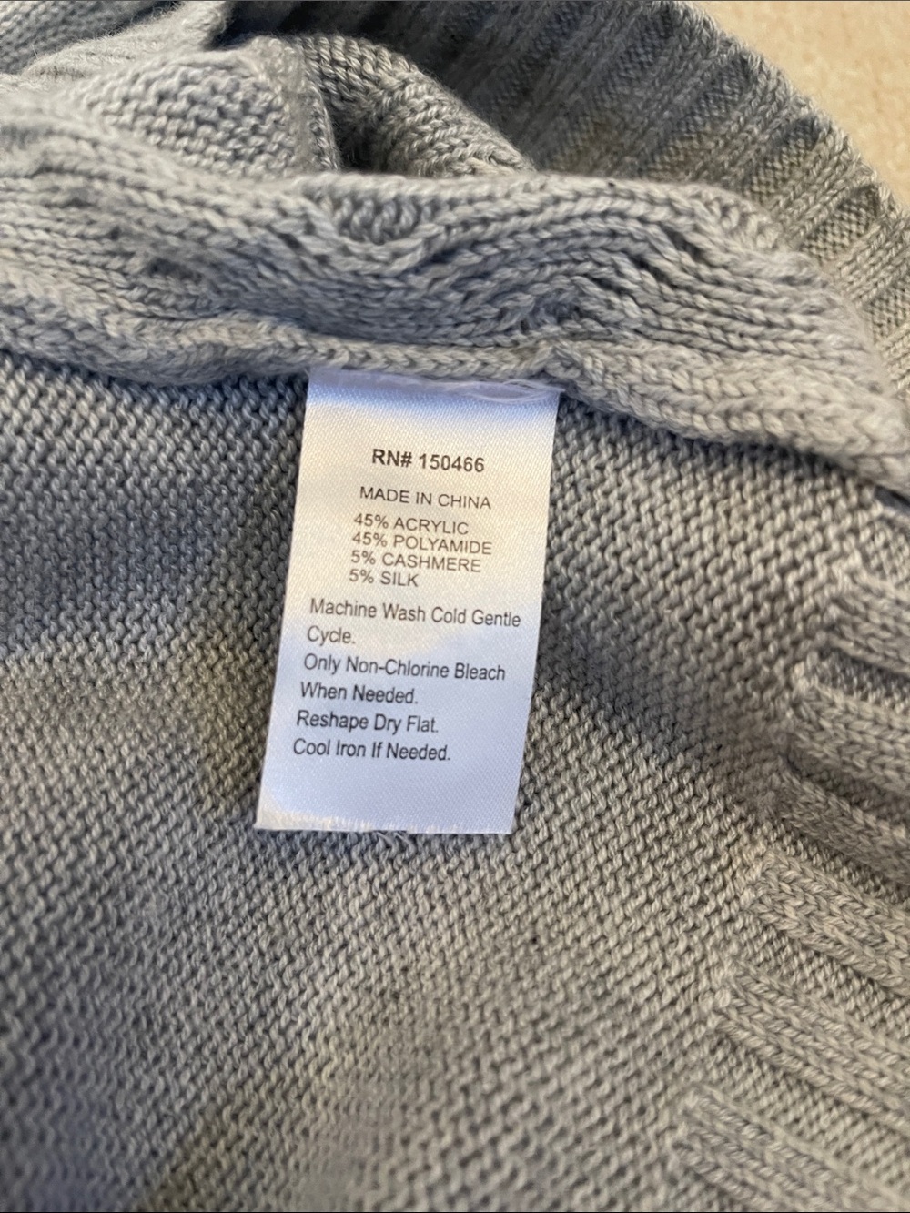 Classic and Preppy Cable Knit V-Neck Sweater with Contrast Trim - Light Gray - Picture 6 of 6